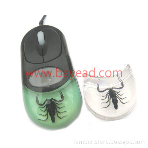 Real Scorpion Insect Amber Optical Computer Mouse For Gift , Novelties
